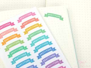 Header Titles Strips: Gratitude Pastel Banner Planner and Journal Sticker Sheet: Journaling Header Title Labels