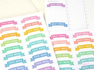 Header Titles Strips: This Week/Next Week Banner Planner and Journal Stickers: Bright  Hobo  Tasks  To Do
