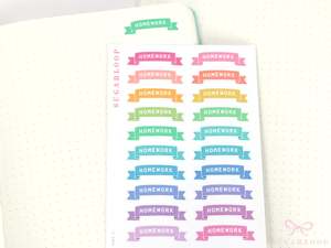 Header Titles Strips: Homework Planner and Journal Header Sticker Labels