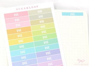 Header Titles Strips: Due Header Title Sticker Labels for Planners and Bujo Journals: 1.5 in (38  mm) x 0.25 in (6 mm)