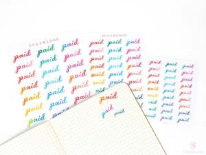 Header Titles Strips: Bill Paid Script Bujo Planner Stickers: Various Sizes