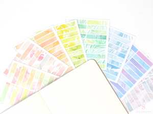 Header Titles Strips: Watercolor Header Strip Bujo Journal Planner Stickers: 1.5 in (38 mm) x 0.25 in (6 mm)