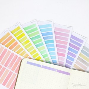 Watercolor Header Title List Label Bujo Planner Stickers: 0.25in(6 mm)