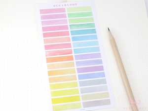 Header Title List Label Bujo Planner Stickers: 0.25in (6 mm) Tall Watercolor Pastel