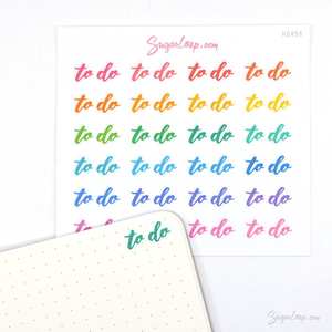 To Do Script Hand Lettering Header Bujo Planner Stickers: Rainbow