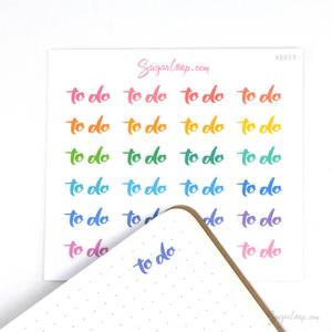 To Do Brush Lettering Script Header Bujo Planner Stickers: Rainbow