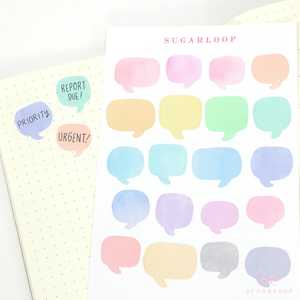Shape Labels: Speech Bubble Bujo Planner Stickers: Rainbow Watercolor