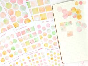 Shape Labels: Hexagon Dot Square Bujo Planner Stickers: Various Sizes