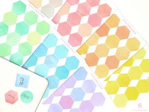 Hexagon Dot Square Bujo Planner Stickers: 1 in (25 mm)