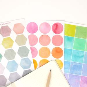Hexagon Dot Square Bujo Planner Stickers: 1.25 inch (30 mm)