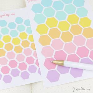 Shape Labels: Hexagon Pastel Bujo Planner Stickers: 0.5in (12mm) 0.75in (19mm)
