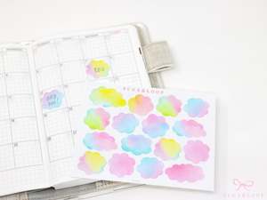 Shape Labels: Watercolor Appointment Cloud Bujo Planner Stickers