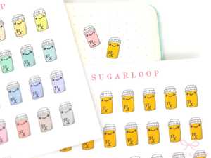 Cute Kawaii Pill Bottle Medicine Bujo Planner Stickers: Prescription Pharmacy Re&hellip;