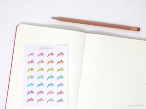 Hand lettered Script Icon Planner Stickers - Rainbow, PTO, Paid Time Off, Office&hellip;