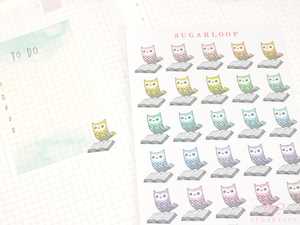 Reading Book Club Cute Vintage Style Owl Stickers for Journals & Planners: Rainbow