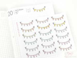 Events Celebrations: Pastel Bunting Flag Planner Stickers for Birthday & Celebration Planning