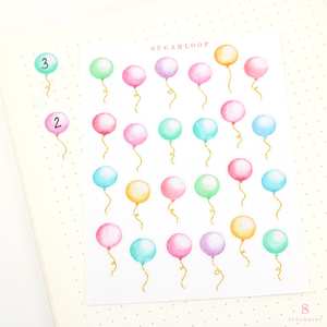Events Celebrations: Cute Balloon Planner and Journal Stickers: Faux Glittery Strings