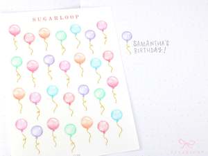 Cute Watercolor Balloons Reminder Stickers