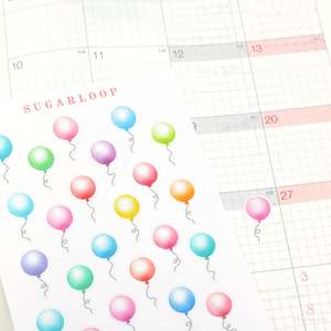 Cute Balloon Planner and Journal Stickers: Watercolor Frosted