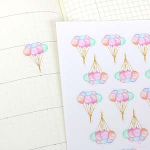 Events Celebrations: Watercolor Balloon Bunch Birthday Celebration Bujo Planner Stickers