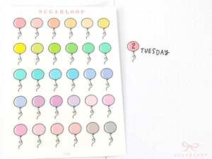 Cute Balloon Doodles Reminder Stickers for Planners  Bullet Journals  Calendars and Diaries