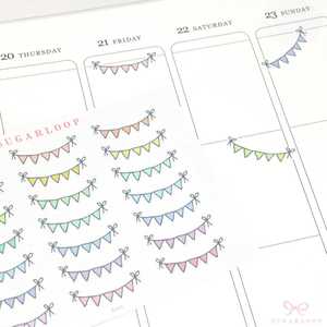 Pastel Bunting Flag Planner Stickers