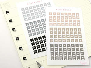 Mini Date Flag Planner and Journal Stickers: Re-date  Undated  Hobo  Hon