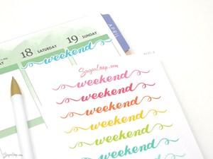 Days Dates Months: Weekend Bunting Bujo Planner Stickers: 2in (50 mm) 2.5in (60 mm) 3.25in (82 mm)
