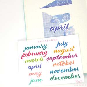 Days Dates Months: Months of The Year Bujo Planner Stickers: 1.5in (38mm) 2.5in (65 mm) 3.5in (90 mm)