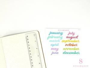 Days Dates Months: Months of The Year Planners & Bullet Journals: 1.5in (38mm) 2.5in (65 mm) 3.5in (90 mm)