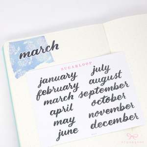 Months of The Year Planner & Journal Stickers: 1.5in (38mm) 2in (50 mm)
