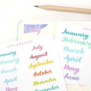Months of The Year Planner Bujo Planner Stickers: 1.5in (38mm) 2in (50 mm)