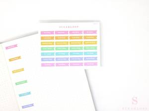 Days Dates Months: Days of The Week Flag Bujo Planner Stickers: 1 inch (24 mm)
