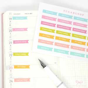 Days Dates Months: Days of The Week Flag Journal & Planner Stickers: 1 inch (24 mm)