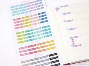 Days of The Week Flag Bujo Planner Stickers: 1 inch (24 mm)