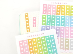 Pastel Heart Checklist Strip Stickers for Planners & Journals