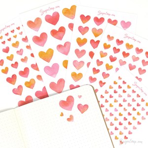 Dots To Do Checklists: Watercolor Heart Bujo Planner Stickers: 1in (25mm) 0.75in (19mm) 0.5in (12mm) 0.25in (6mm)