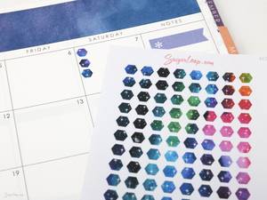 Mini Tiny Galaxy Dots Hexagon Bujo Planner Stickers: 0.25” (6 mm)