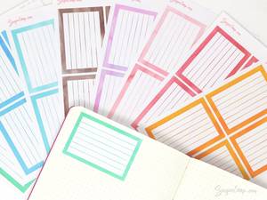 Wide Full Box LIned Bujo Planner Stickers: 3in (76 mm) Wide