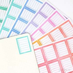 Full Box Checklist Bujo Planner Stickers: 8 Watercolors