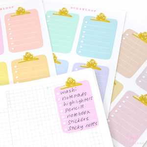 Full Box Clipboard Style Bujo Planner Stickers: Lined Checklist Blank