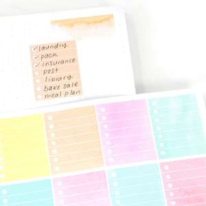 Full Box Checklist Bujo Planner Stickers: Watercolor