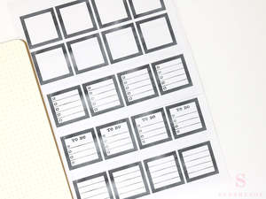 Full Box Checklist Bujo Planner Stickers: Neutral Black