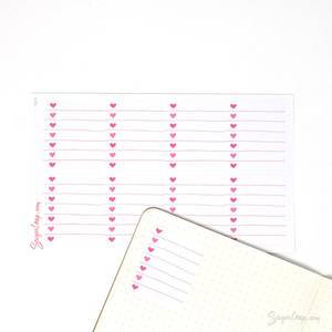 Full Box Checklist Planner Stickers: Watercolor Hearts
