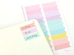 Flags Banners: Pastel Polka Dot Planner and Journal Stickers: Banner Flag Labels, Journaling, Vertical Planning Stickers