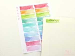 Flags Banners: Watercolor Banner Flag Label Planner & Bujo Stickers: 0.5in (12 mm) Tall