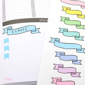 Banner Flag Planner Stickers Header Title Labels: Various Widths