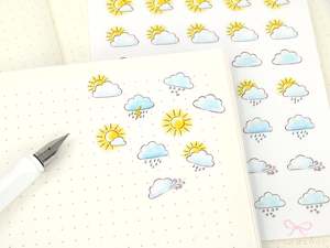 Daily Trackers: Watercolor Weather Planner and Journal Stickers: Hand Drawn Tracker Icons
