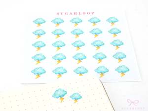 Daily Trackers: Stormy Watercolor Weather Bujo Planner Stickers