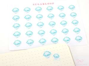 Daily Trackers: Rain Watercolor Weather Bujo Planner Stickers
